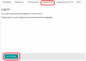 Canvas browser authorize Google Drive