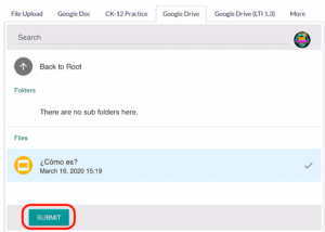 Canvas browser Google Drive folders