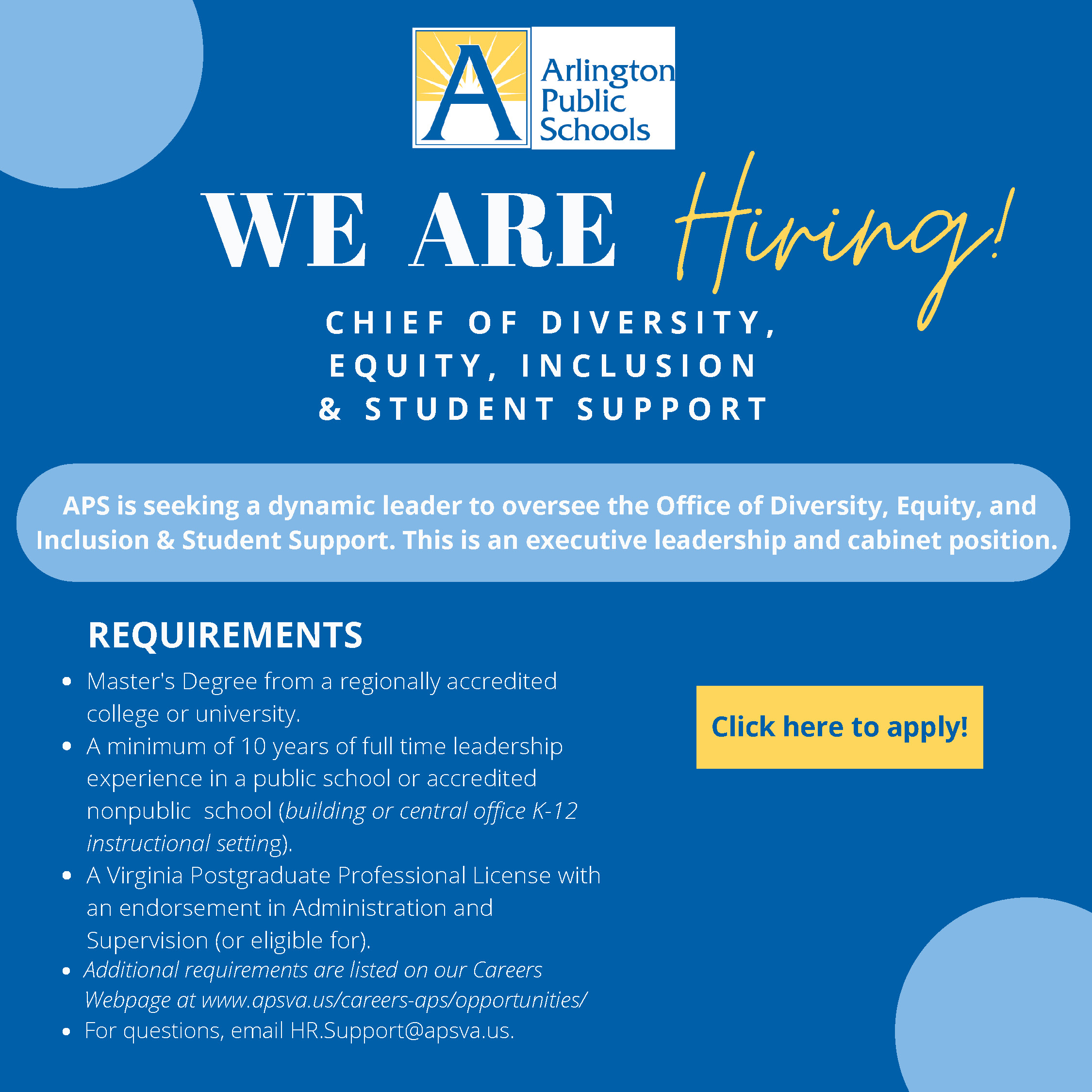 Seeking Highly Qualified Chief of Diversity, Equity, Inclusion and Student  Support - Arlington Public Schools