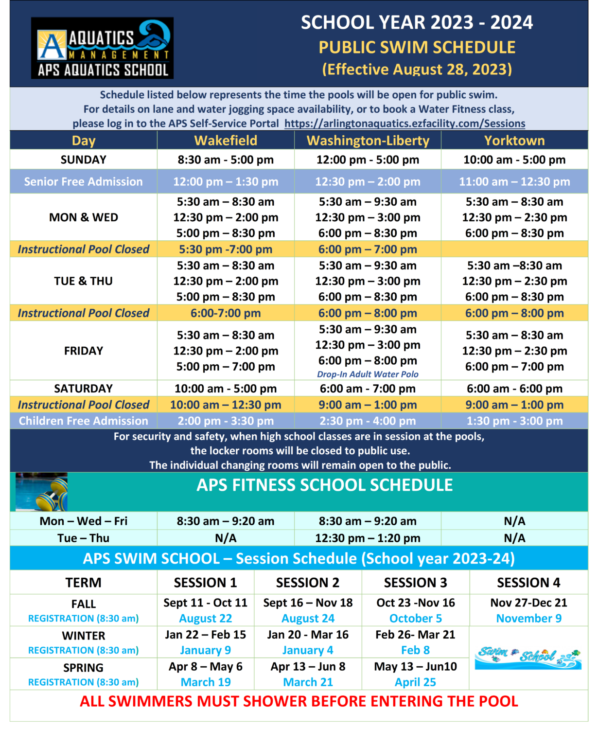 Community Swim Schedules & Fees Arlington Public Schools