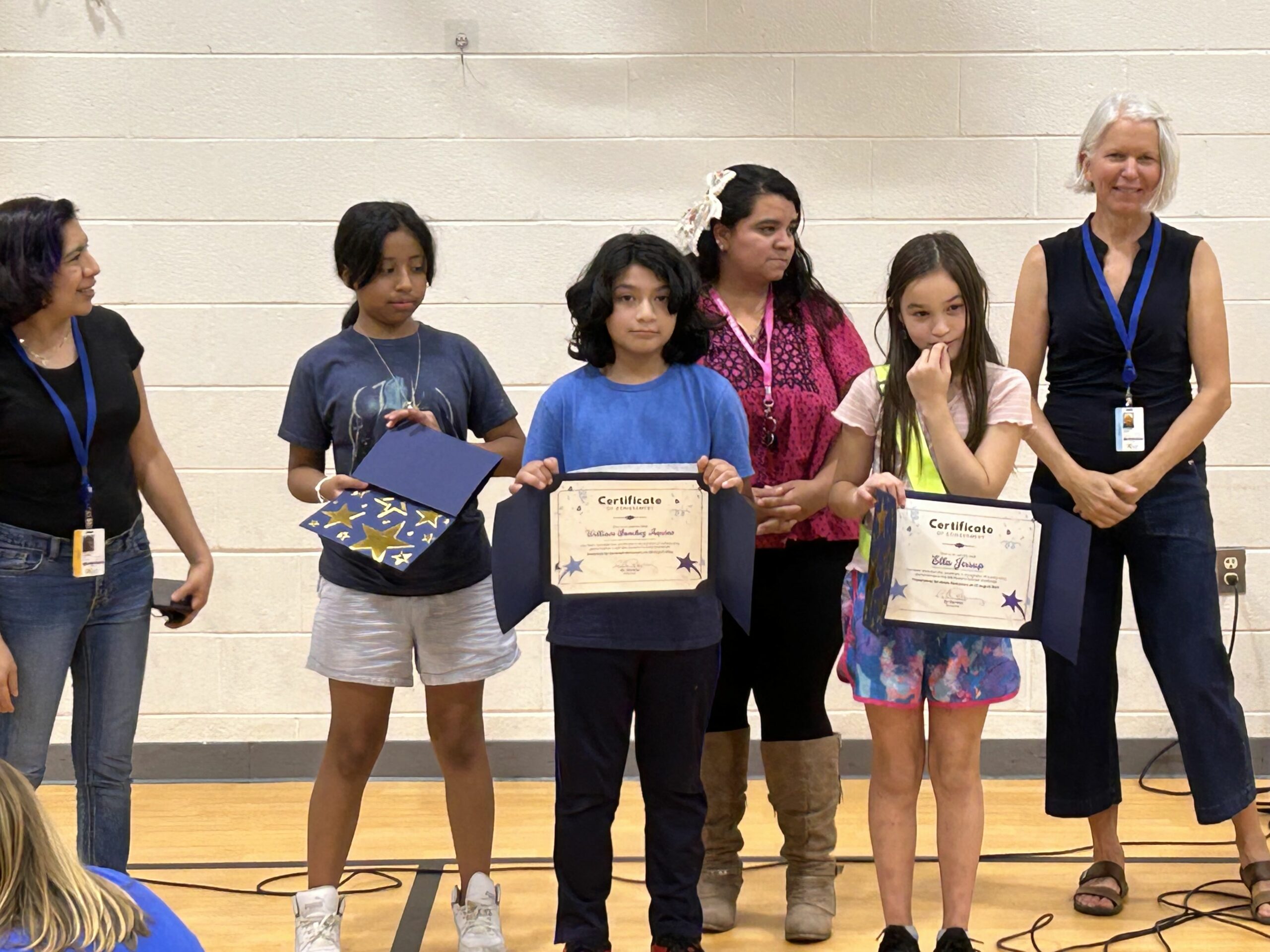 Podcasting students at Randolph with their award